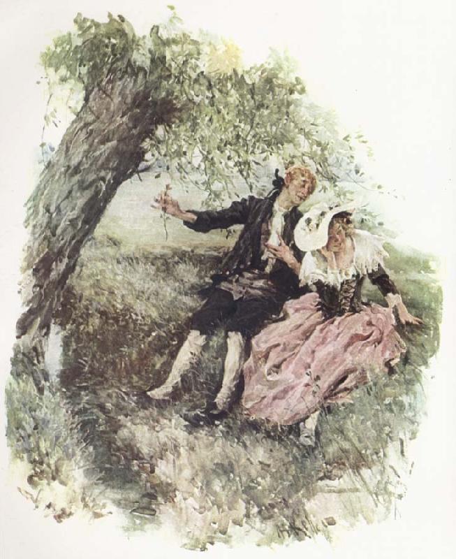 Arthur Ignatius Keller Ichabod Crane Romancing oil painting image